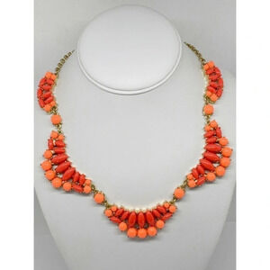 J. Crew Bright Orange Coral Necklace